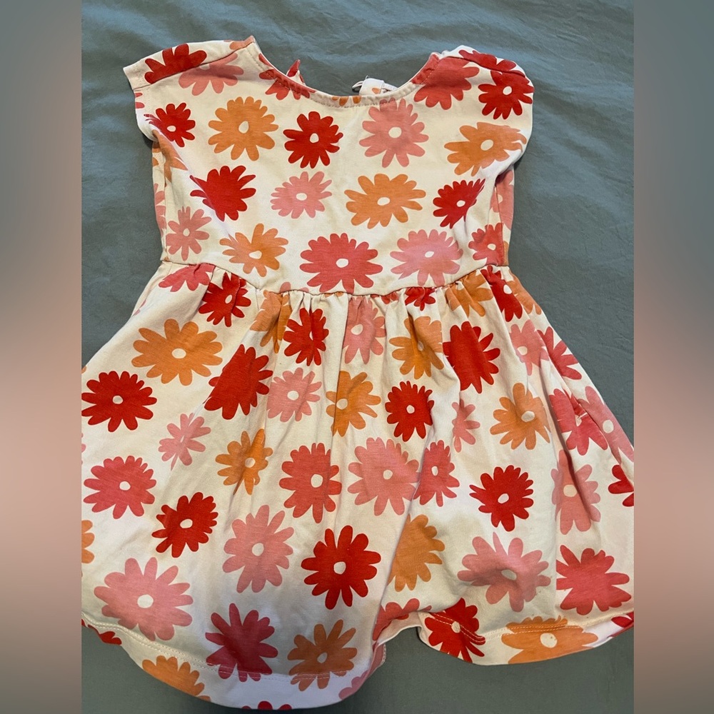 Primary Red and Orange Pleated Sundress with Flutter Sleeves